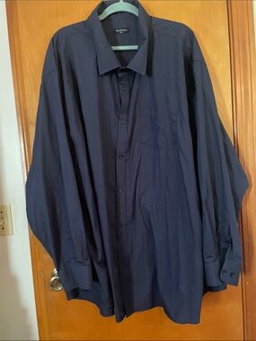 Men's Navy Long-Sleeve Dress Shirt by Double Pump